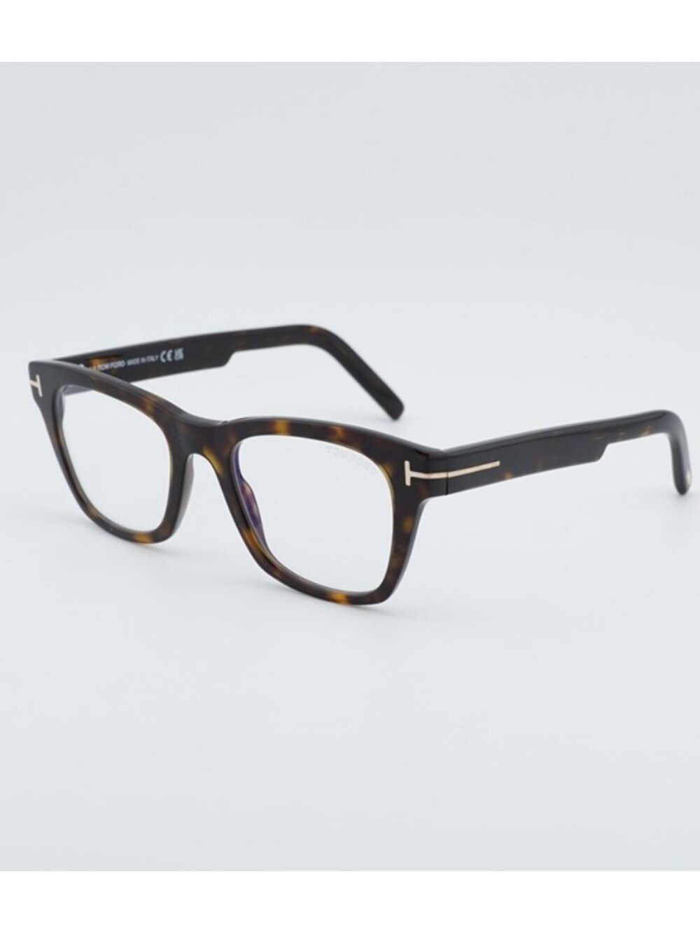 Tom Ford FT5886-B 052 Eyeglasses Havana 50mm Square Frame, Clear Blue